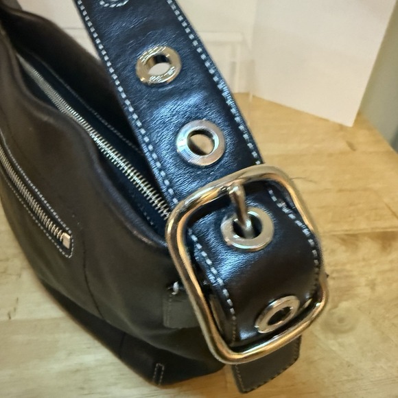 Vintage COACH 1417 Black Leather East West Legacy Shoulder Bag Tassel Silver - Picture 2 of 16